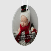 Mijn eerste kerstzwarte Stripe Baby foto op maat Ornament (voorkant)