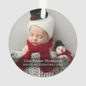 Mijn eerste kerstzwarte Stripe Baby foto op maat Ornament (achterkant)