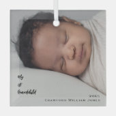 Mijn eerste kleinkind Baby Foto neutraal aangepast Glas Ornament (Voorkant)