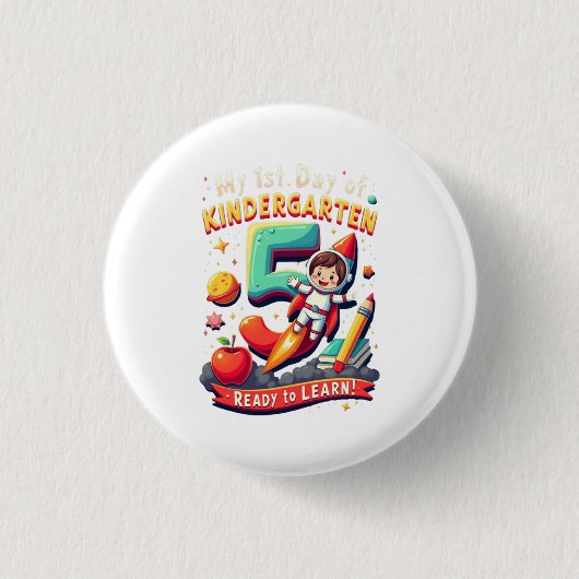 Mijn eerste kleuterdag 1e schooldag ronde button 3,2 cm (Voorkant)