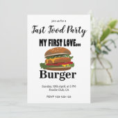 Mijn Eerste Liefde Burger Fast Food Feestje Kaart (Staand voorkant)