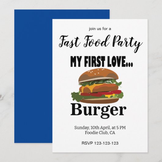 Mijn eerste liefde Burger Fast Food Party Kaart (Voorkant / Achterkant)