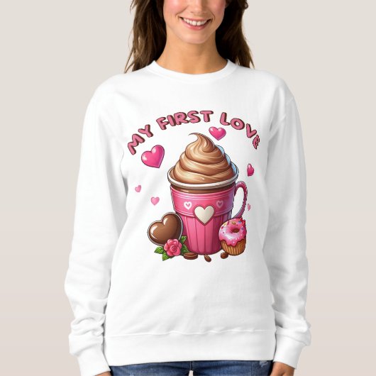 Mijn Eerste Liefde Cupcake En Koffie Trui (Voorkant)