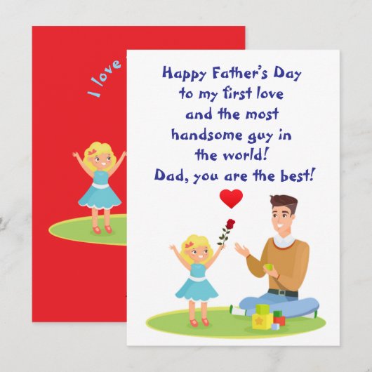 Mijn eerste liefde, papa feestdagenkaart (Voorkant / Achterkant)