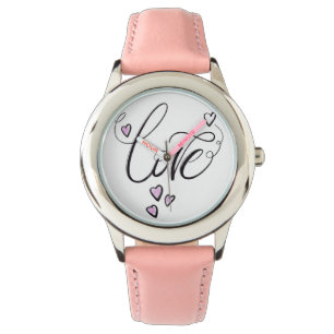 Mijn eerste liefdeshorloge Zoete roze schriftuur Horloge