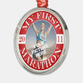Mijn eerste marathon - 2011 metalen ornament (Links)