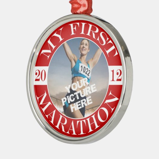 Mijn eerste marathon - 2012 metalen ornament (Links)