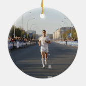Mijn Eerste Marathon 26.2 Aangepaste Naam & Foto Keramisch Ornament (Achterkant)