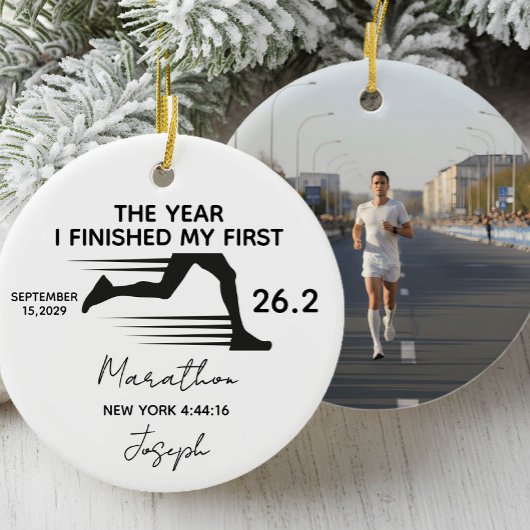 Mijn Eerste Marathon 26.2 Aangepaste Naam & Foto Keramisch Ornament