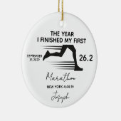 Mijn Eerste Marathon 26.2 Aangepaste Naam & Jaar Keramisch Ornament (Rechts)