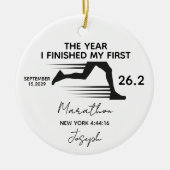 Mijn Eerste Marathon 26.2 Aangepaste Naam & Jaar Keramisch Ornament (Voorkant)