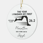 Mijn Eerste Marathon 26.2 Aangepaste Naam & Jaar Keramisch Ornament (Links)