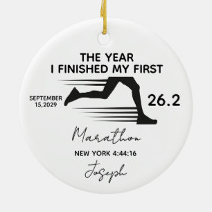 Mijn Eerste Marathon 26.2 Aangepaste Naam & Jaar Keramisch Ornament