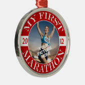 Mijn eerste marathon -  foto en jaar metalen ornament (Rechts)