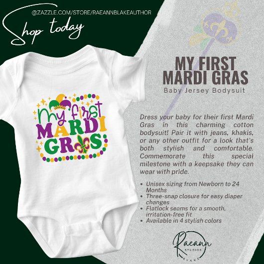 Mijn eerste Mardi Gras-baby Jersey-body's Romper