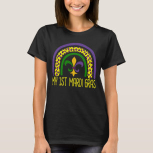 Mijn eerste Mardi Gras Cute Leopard Rainbow Women  T-shirt