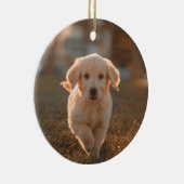 Mijn eerste moderne kerstscript Puppy Pet Photo Keramisch Ornament (Rechts)