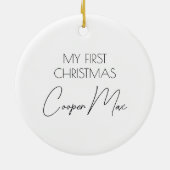 Mijn eerste moderne kerstscript Puppy Pet Photo Keramisch Ornament (Achterkant)