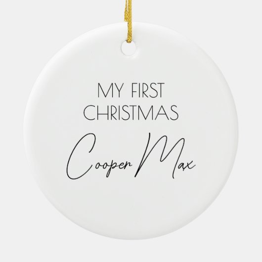 Mijn eerste moderne kerstscript Puppy Pet Photo Keramisch Ornament (Achterkant)