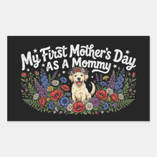 Mijn eerste moederdag als hondenmama Golden Retrie Rechthoekige Sticker