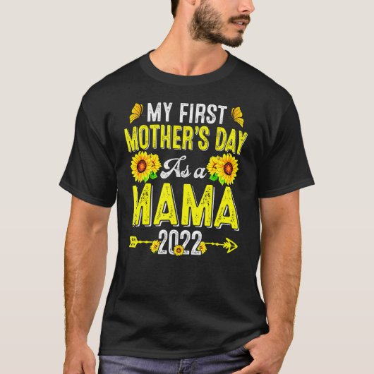 Mijn eerste Moederdag als mama 2022 Zonnebloem Mot T-shirt (Voorkant)