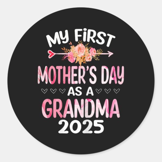 Mijn eerste Moederdag als oma 2025 Funny Mothe Ronde Sticker (Voorkant)