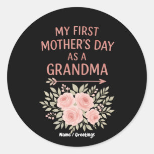 Mijn eerste Moederdag als oma Grappig & Schattige Ronde Sticker