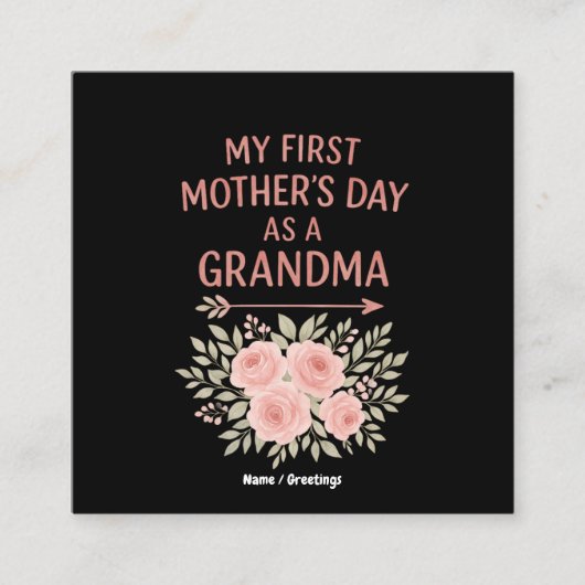 Mijn eerste Moederdag als oma Grappig & Schattige Vierkante Visitekaartje (Voorkant)