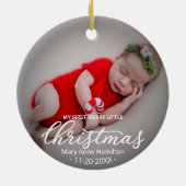 Mijn eerste mooie kerstpasgeboren Baby foto Keramisch Ornament (Achterkant)
