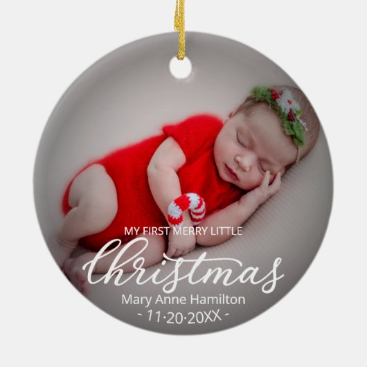 Mijn eerste mooie kerstpasgeboren Baby foto Keramisch Ornament (Achterkant)