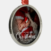 Mijn eerste mooie kerstpasgeboren Baby foto Metalen Ornament (Rechts)