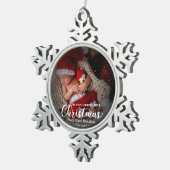 Mijn eerste mooie kerstpasgeboren Baby foto Tin Sneeuwvlok Ornament (Rechts)