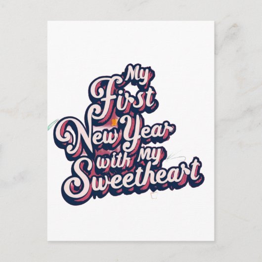 Mijn eerste nieuwjaar met mijn lieverd briefkaart (Voorkant)