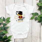 Mijn eerste nieuwjaar schattige babyjongen goud gl romper