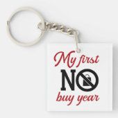 Mijn eerste no buy jaar sleutelhanger (voorkant)