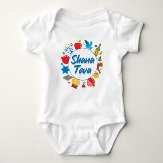 🍯 🍎 mijn eerste ooit Rosh Hashanah met Shana Tov Romper (Voorkant)