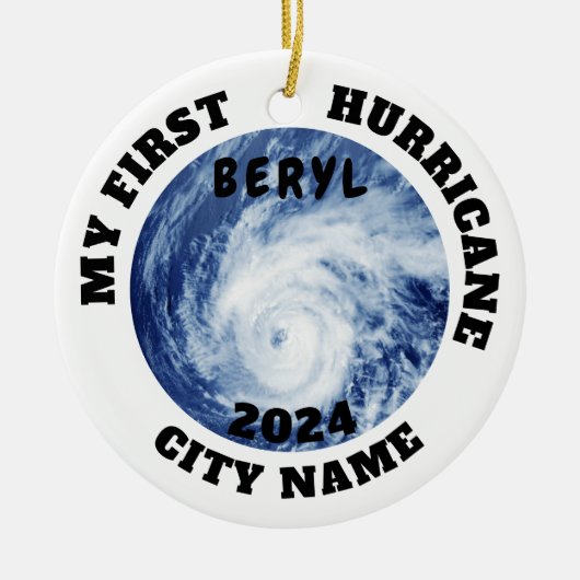 Mijn eerste orkaan Beryl Custom City Name Keramisch Ornament (Voorkant)