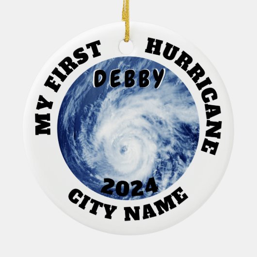 Mijn eerste orkaan Debby Custom Florida City Naam Keramisch Ornament (Achterkant)