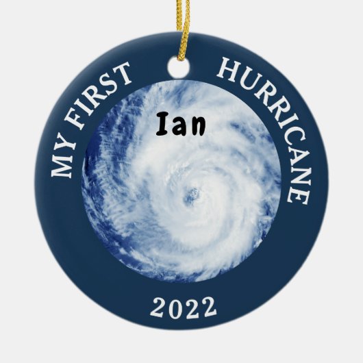 Mijn eerste orkaan Ian 2022 keramische sierbloem Keramisch Ornament (Voorkant)