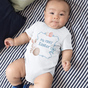 Mijn eerste paasblauwe baby jongen romper
