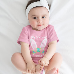 Mijn eerste paasbroodroze bunny Ears Aangepast Romper