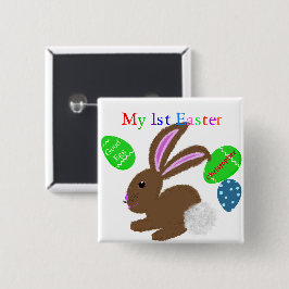 Mijn eerste paashaas konijn baby NAAM Vierkante Button 5,1 Cm