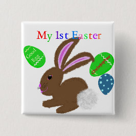 Mijn eerste paashaas konijn baby NAAM Vierkante Button 5,1 Cm