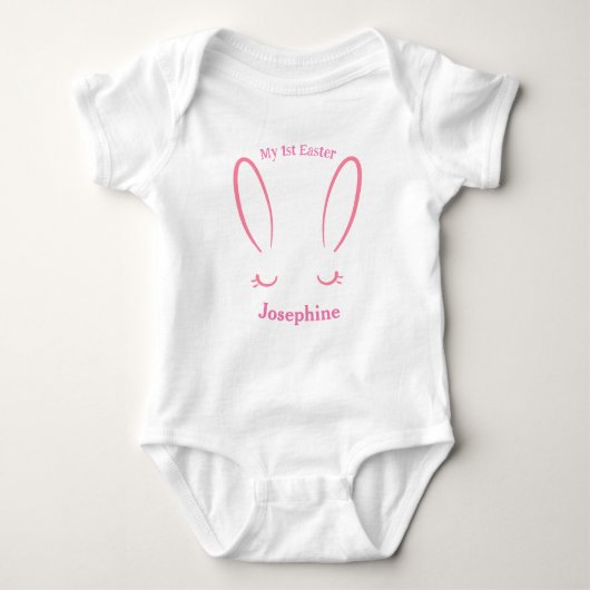 Mijn eerste paasmeisje met roze Bunny Girl Romper (Voorkant)