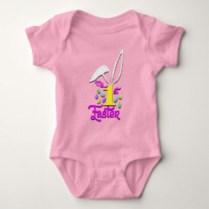 Mijn eerste paasmeisje, roze pooikpak - Pasen Romper