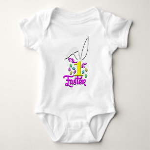 Mijn eerste paasmeisje, wit pak - Pasen Romper