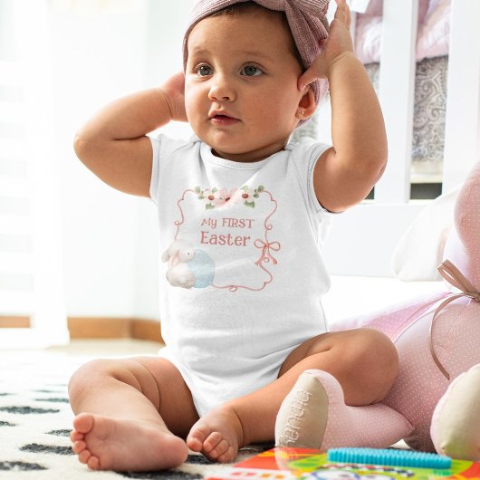 Mijn eerste paasroze baby meisje romper