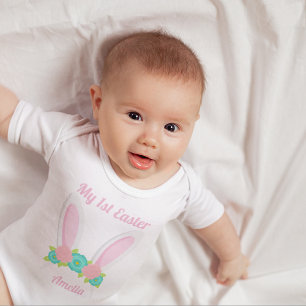 Mijn eerste paasroze bunny Ears gepersonaliseerd Romper