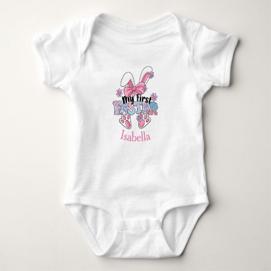 Mijn eerste paasroze bunny  romper (Voorkant)