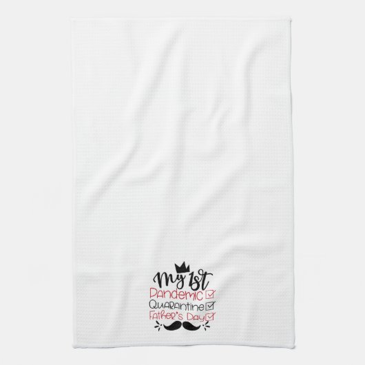 Mijn eerste pandemische Quarantine Vaderdag Theedoek (Verticaal)